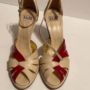 FABI Italian Leather open-toe Heels 7.5